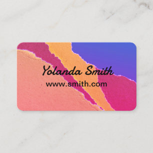 bold bright torn paper modern orange purple pink business card