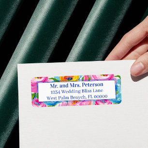 Bold Bright Vibrant Colorful Floral Return Address