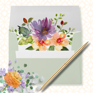 Bold Bright Watercolor Floral Bouquet  Envelope
