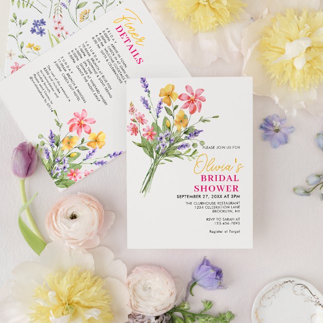 Bold Bright Wild Flowers Bridal Bachelorette Invitation (Creator Uploaded)