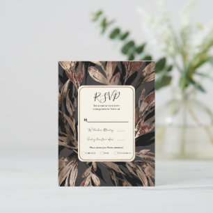 Bold Bronzy Floral Botanical Chic Wedding RSVP Invitation