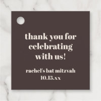 Bold Brown Cream Custom Cute Bat Mitzvah Thank You