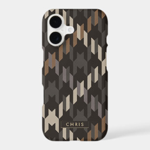 Bold brown houndstooth plaid pattern monogram