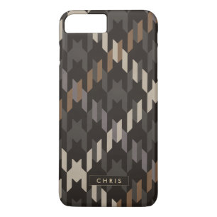 Bold brown houndstooth plaid pattern monogram Case-Mate iPhone case
