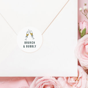 Bold Brunch & Bubbly Faux Gold Glitter Champagne Classic Round Sticker
