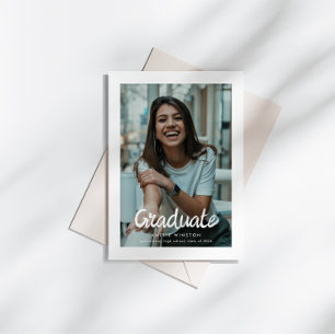 Bold Brush Script Photo Graduation Announcement