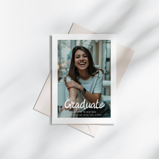 Bold Brush Script Photo Graduation Announcement (Creator Uploaded)