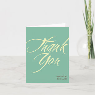 Bold brush stroke teal green thank you cards