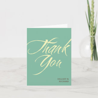 Bold brush stroke teal green thank you cards