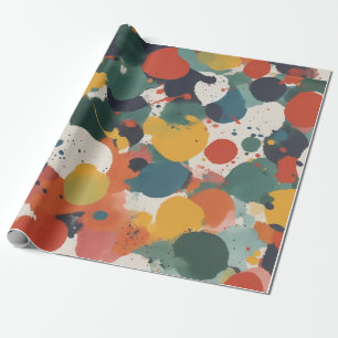 bold brushstrokes and splatters in a riot of colou wrapping paper