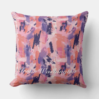 Bold Brushstrokes Splashes in Coral Pink 1 Cushion