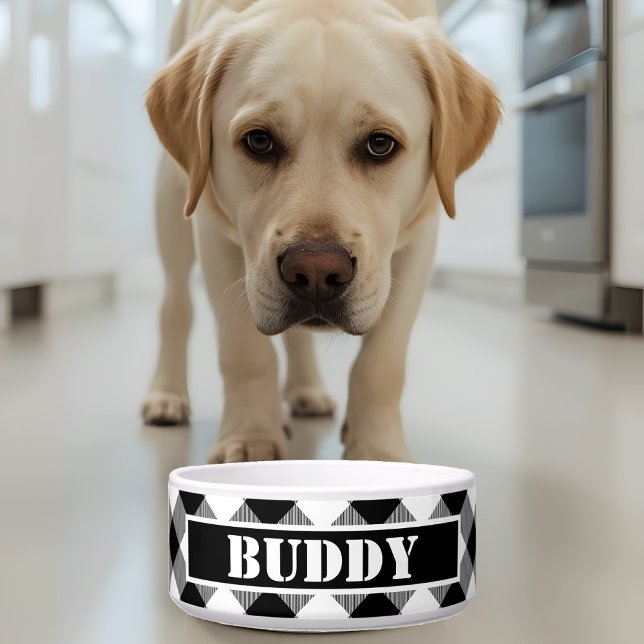 Bold Buffalo White Black Plaid Pattern Name Dog (Creator Uploaded)