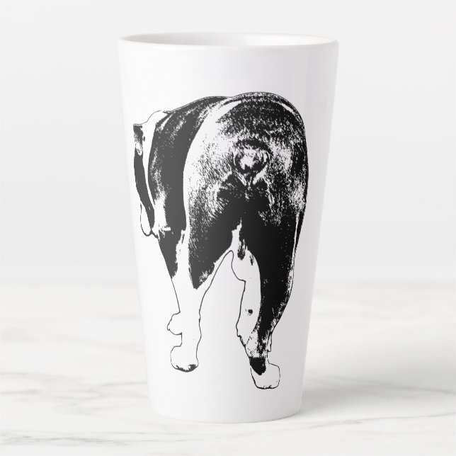 Bold Bulldog Back View, Holiday Lines Latte Mug (Front)
