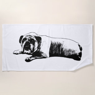 Bold Bulldog Break Beach Towel