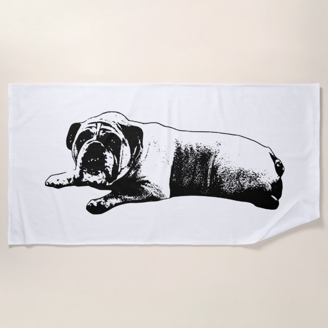 Bold Bulldog Break Beach Towel (Front)