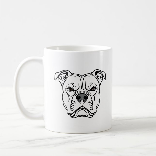 Bold Bulldog Face Illustration  Coffee Mug (Left)