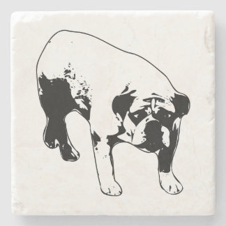 Bold Bulldog Portrait Minimal Black and White Art Stone Coaster