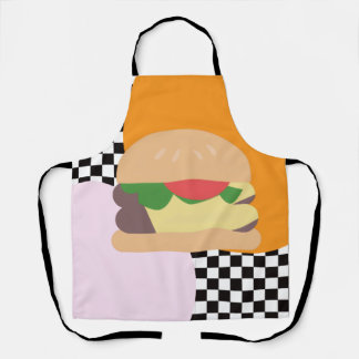 Bold Burger Checkered Pink Orange Black Apron