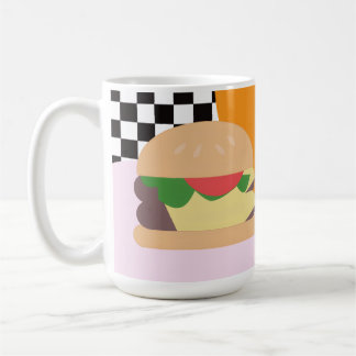 Bold Burger Checkered Pink Orange Black Coffee Mug
