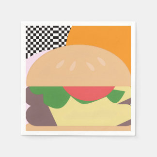 Bold Burger Checkered Pink Orange Black Napkin