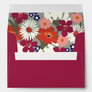 Bold Burgundy Orange Green Floral Vibrant Wedding  Envelope