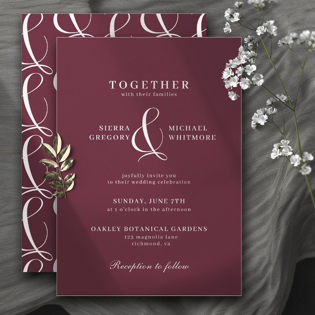 Bold Burgundy Red | Romantic Formal Fall Wedding Invitation (Creator Uploaded)