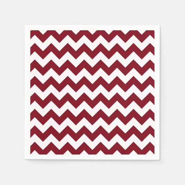 Bold Burgundy Wine & White Chevron Zig-Zag Pattern Napkin (Front)