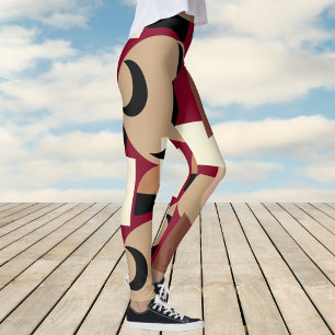 Bold Burnt Orange Colourful Abstract Pattern Leggings
