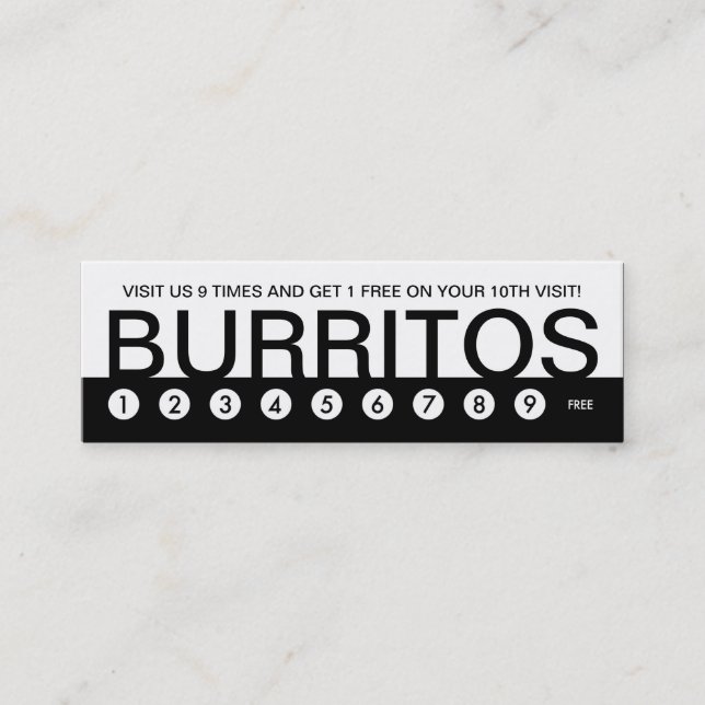 bold BURRITOS customer loyalty Card (Front)