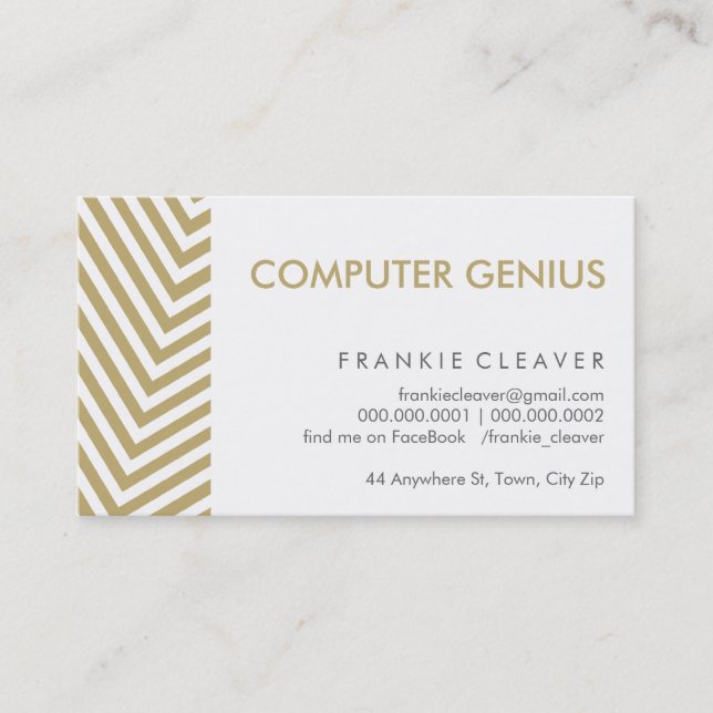 BOLD BUSINESS CARD : simple pattern stripe gold (Front)