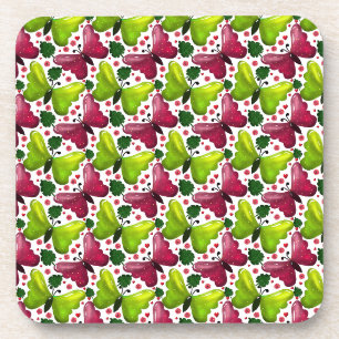 Bold Butterfly Floral Pattern with Hearts Coaster