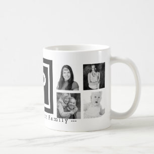 Bold BW Monogram with 8 Instagram Photos collage Coffee Mug