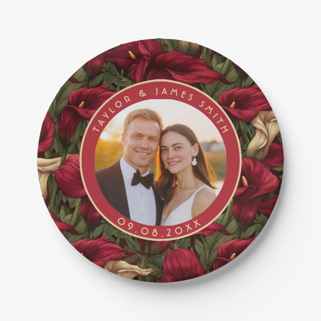 Bold Calle Lilies Plates For Simple Wedding Party (Front)