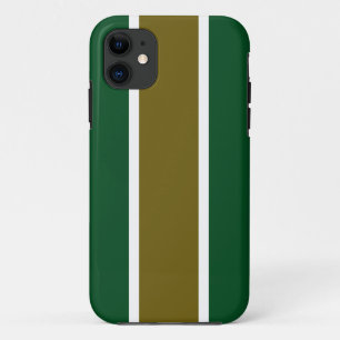 Bold Camp Green Golden Brown Racing Stripes Case-Mate iPhone Case