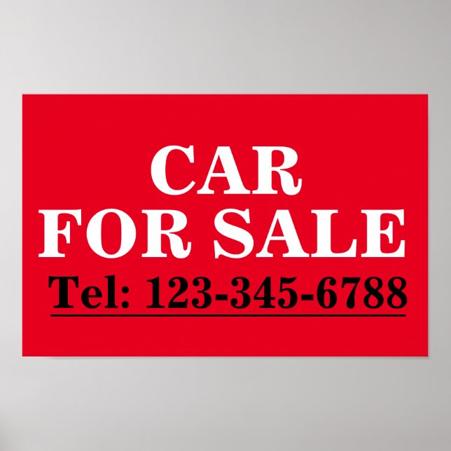 BOLD CAR FOR SALE SIGN modern sell your car poster (Front)