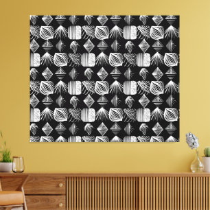 Bold Caribbean Tribal Mudcloth – Black & White, Canvas Print
