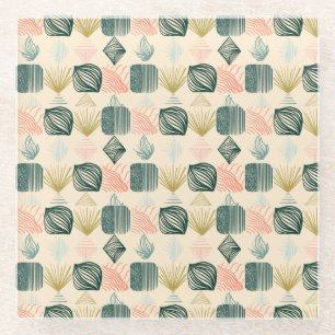 Bold Caribbean Tribal Mudcloth: Boho Buttercream Glass Coaster