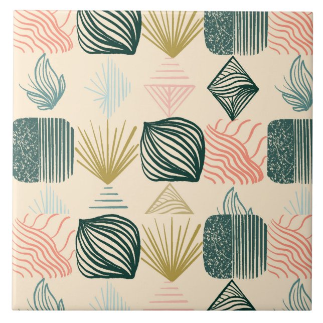 Bold Caribbean Tribal Mudcloth: Boho Buttercream Tile (Front)