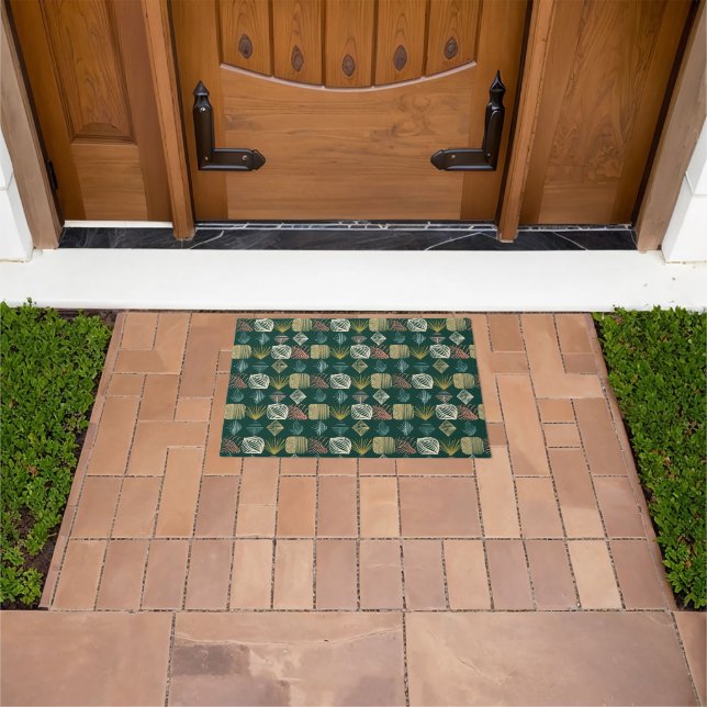 Bold Caribbean Tribal Mudcloth: Boho Teal Doormat (Outdoor)