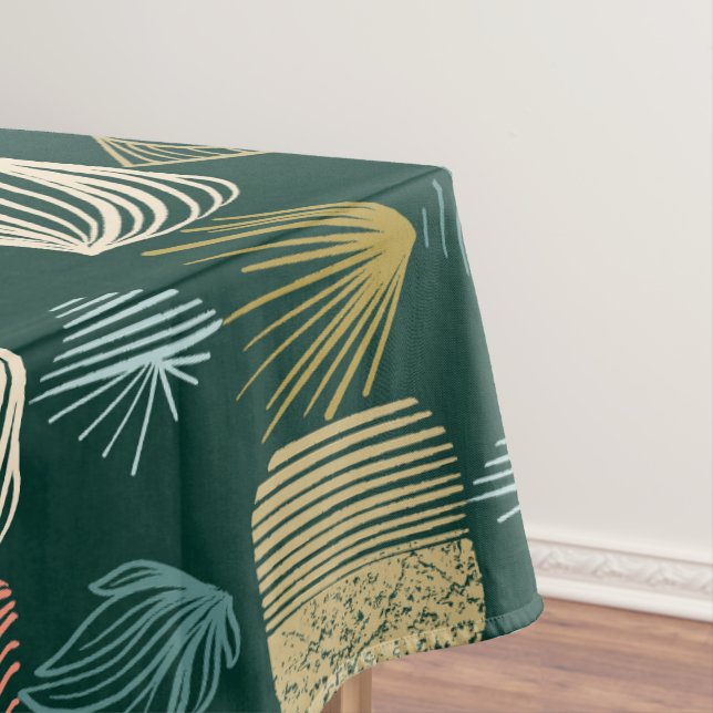 Bold Caribbean Tribal Mudcloth: Boho Teal Tablecloth (In Situ)