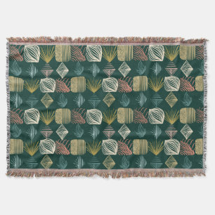 Bold Caribbean Tribal Mudcloth: Boho Teal Throw Blanket