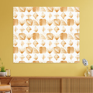 Bold Caribbean Tribal Mudcloth: Gold, White Canvas Print