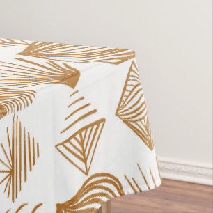 Bold Caribbean Tribal Mudcloth: Gold, White Tablecloth