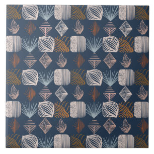 Bold Caribbean Tribal Mudcloth: Navy Blue, Boho Tile