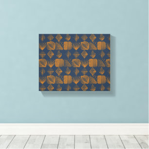 Bold Caribbean Tribal Mudcloth: Navy Blue, Gold Canvas Print