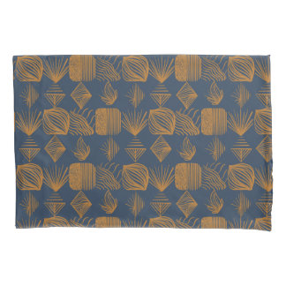 Bold Caribbean Tribal Mudcloth: Navy Blue, Gold Pillowcase