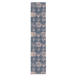 Bold Caribbean Tribal Mudcloth: Navy Blue, Pink Short Table Runner