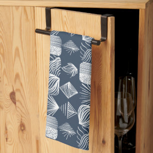 Bold Caribbean Tribal Mudcloth: Navy Blue& White, Tea Towel