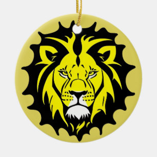 Bold Cartoon Lion Head Illustration Ceramic Tree Decoration