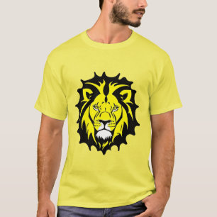 Bold Cartoon Lion Head Illustration T-Shirt